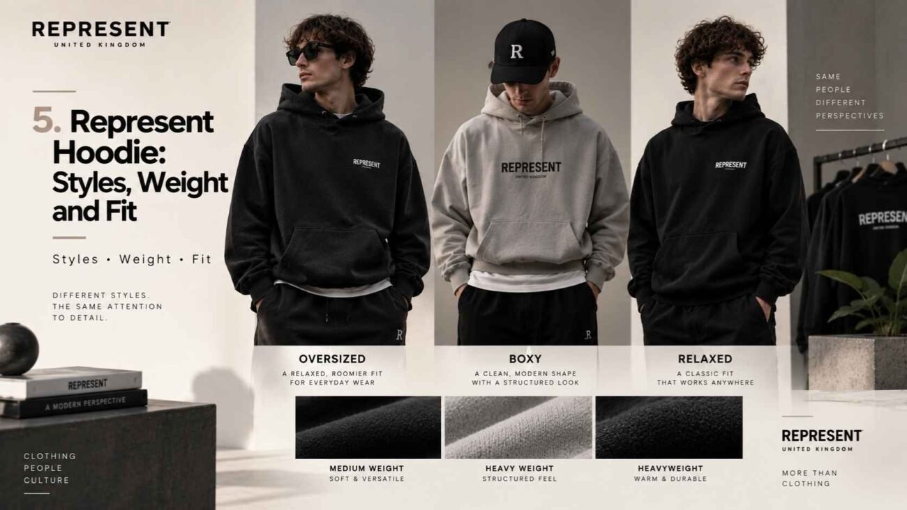 Represent Hoodie styles weight and fit UK