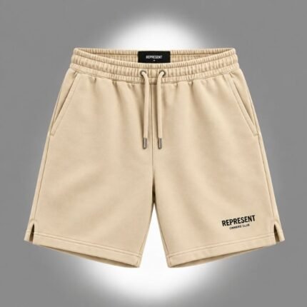 Represent Men's Shorts beige front view