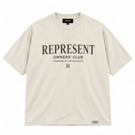 Represent Mens White T-Shirts front view