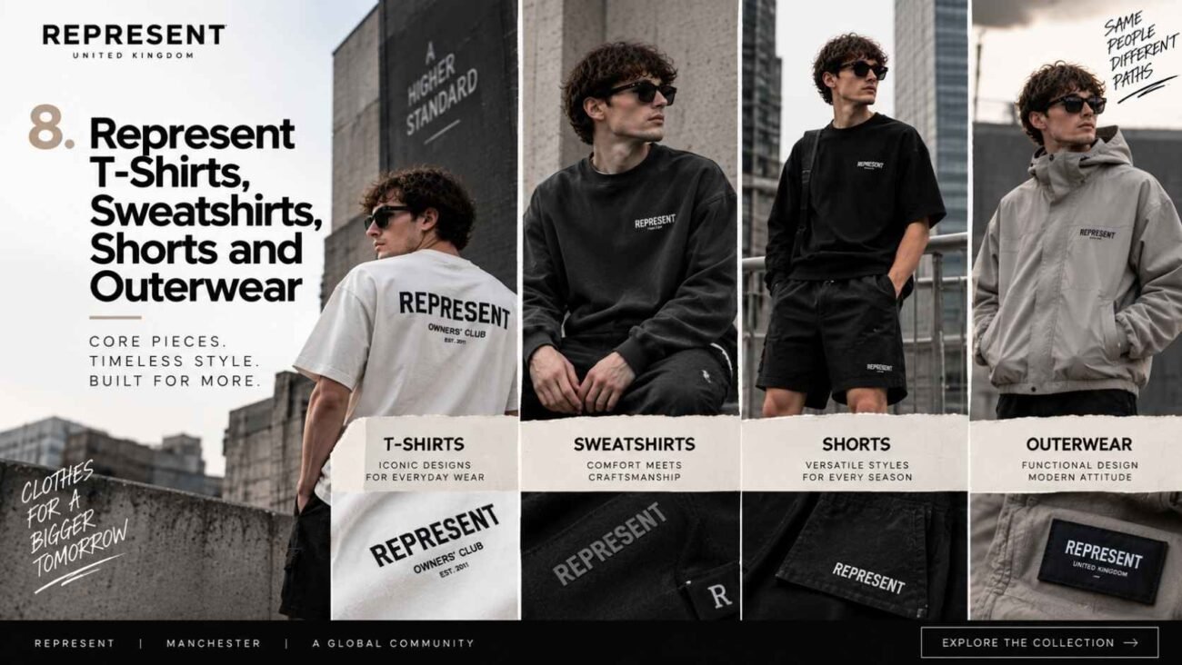 Represent T-Shirts Sweatshirts Shorts and Outerwear