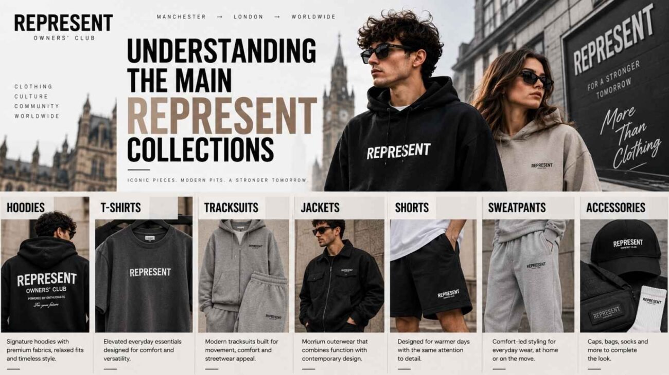 Main Represent collections featuring hoodies, T shirts and tracksuits